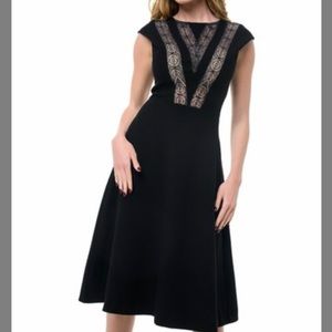 A-line black midi dress